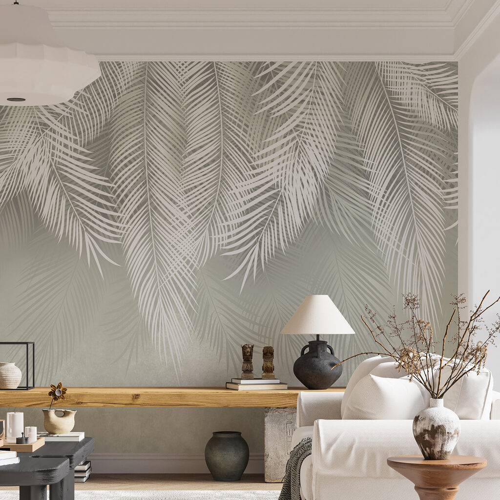 White leaves on a gray background