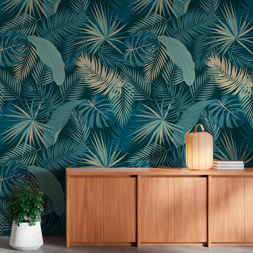 Pattern of leaves on a blue background Pattern of leaves on a blue background