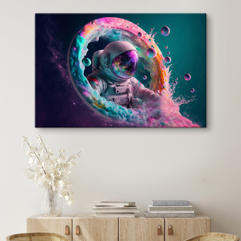 An astronaut in a colorful circle An astronaut in a colorful circle