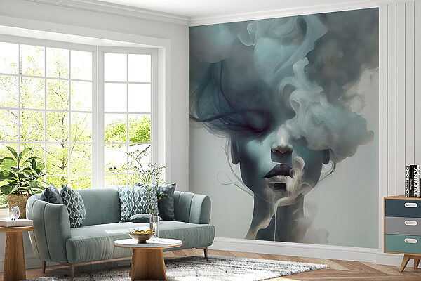 Woman with smoke coming out of her face Woman with smoke coming out of her face