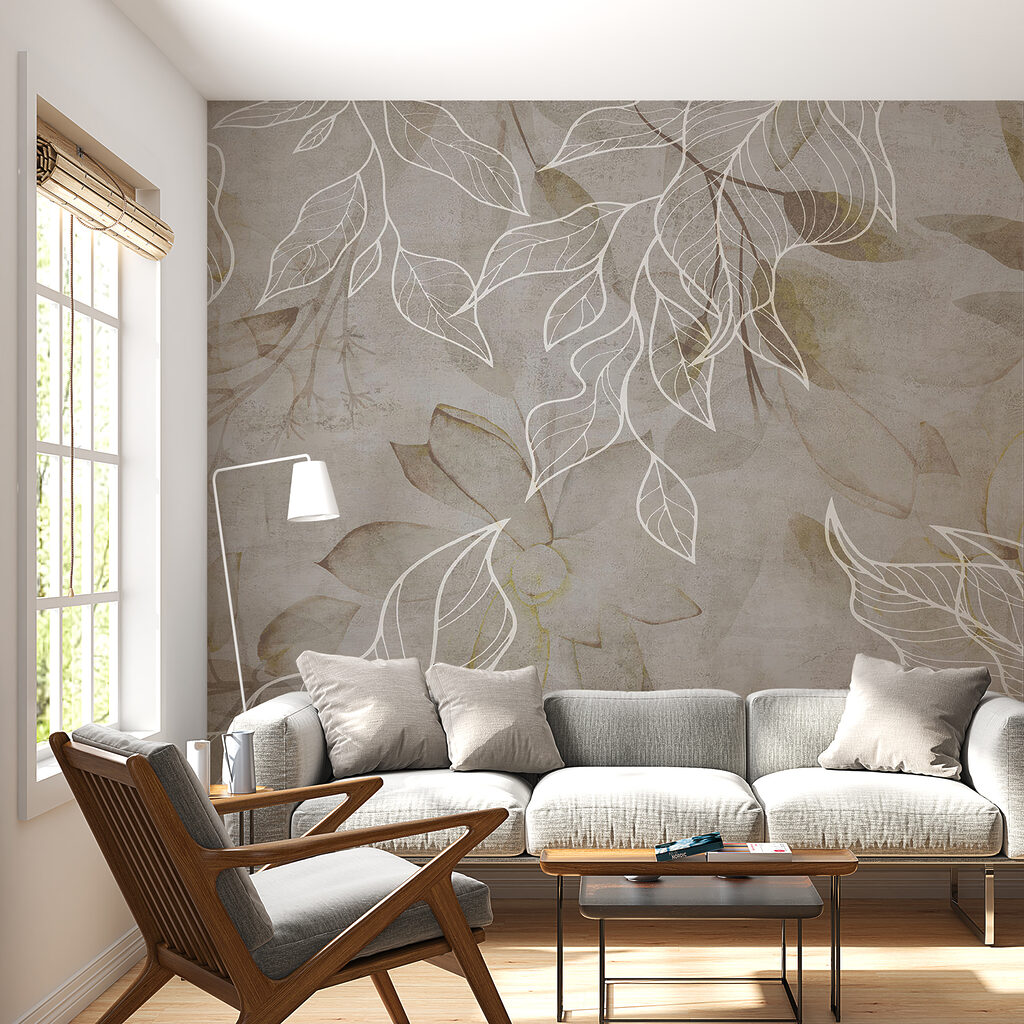 Elegant leaves on a textured background