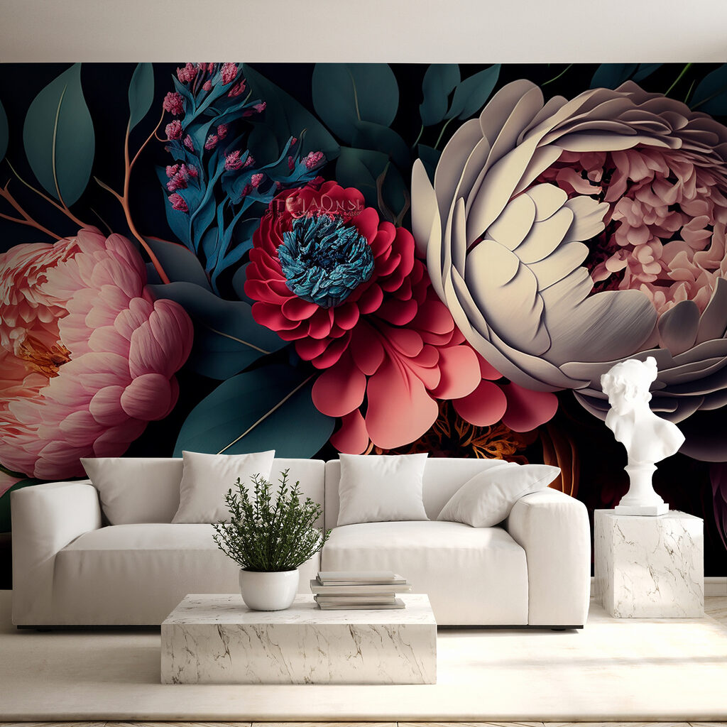 Group of flowers with leaves Group of flowers with leaves