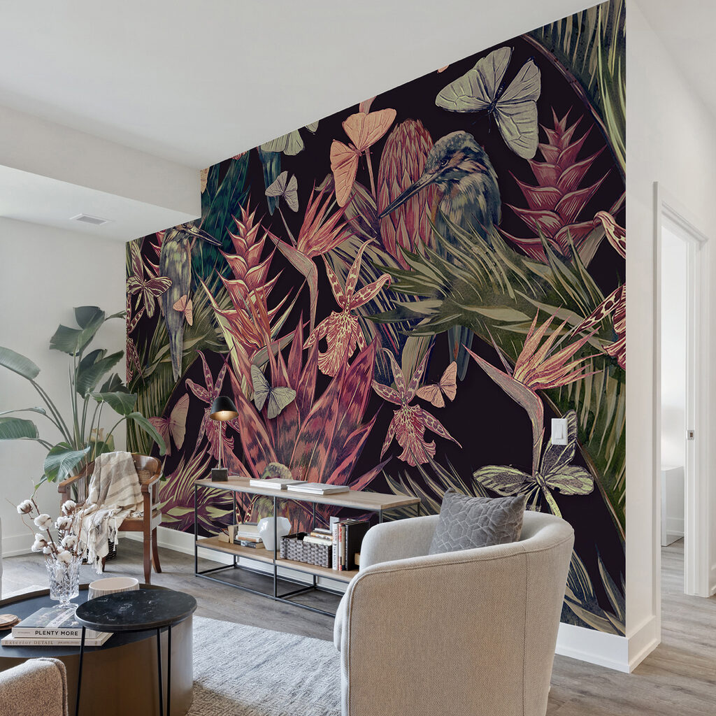 Pattern of tropical plants and birds Pattern of tropical plants and birds