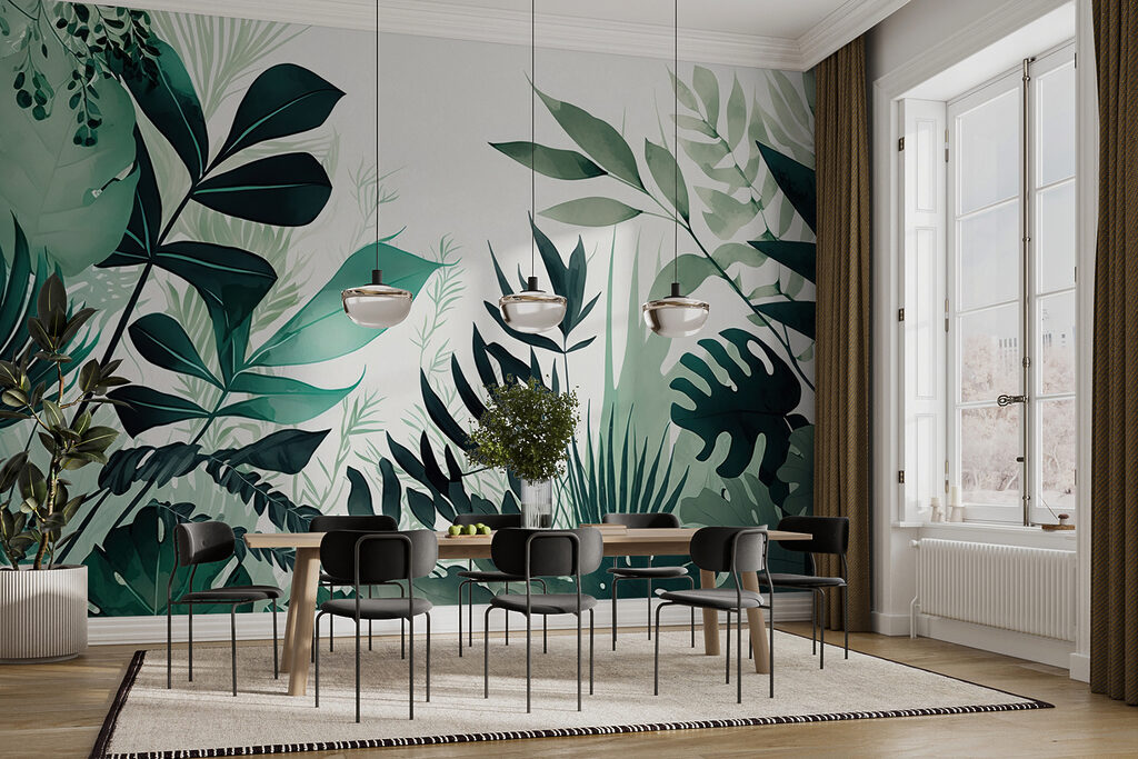 Lush green leaves in soft hues