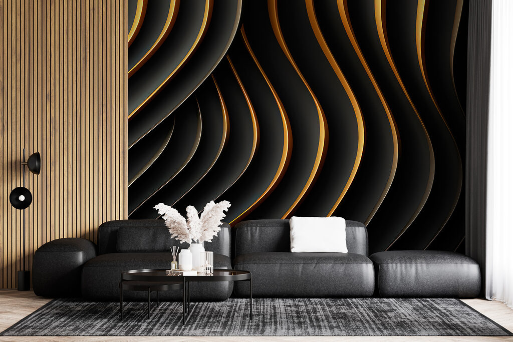 Black and orange wavy lines