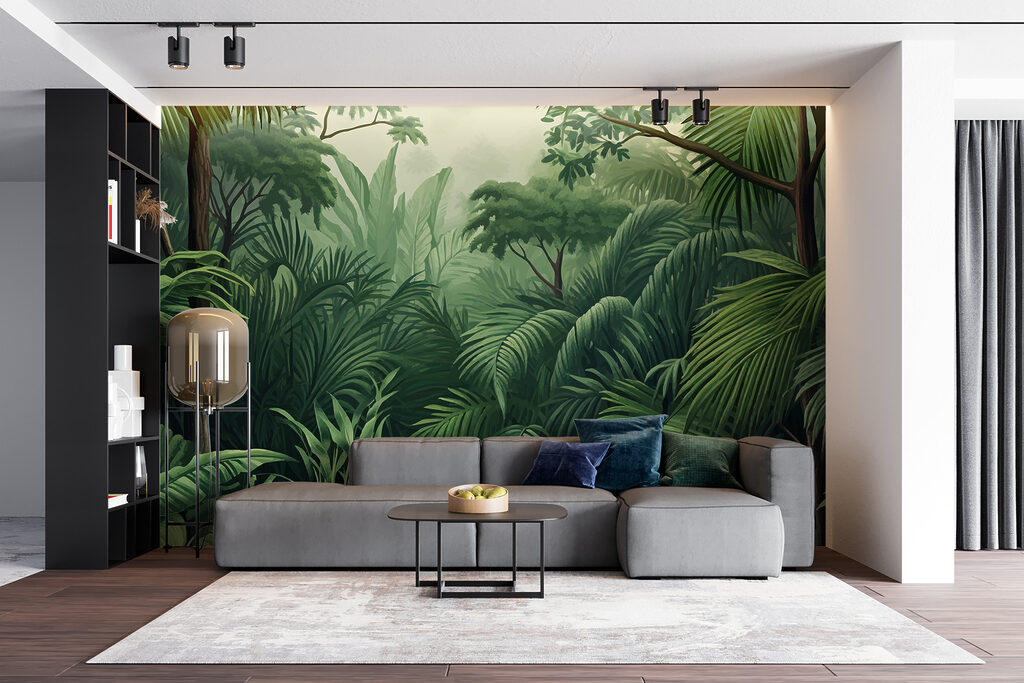 Green forest with many leaves