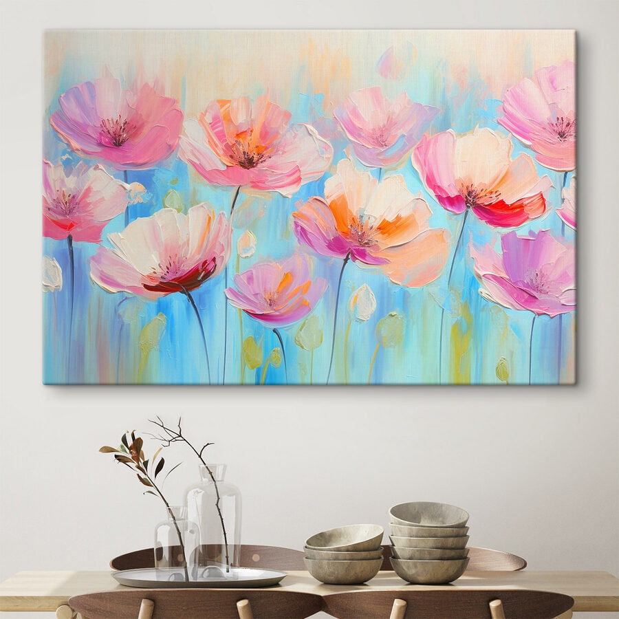A painting of pink flowers A painting of pink flowers