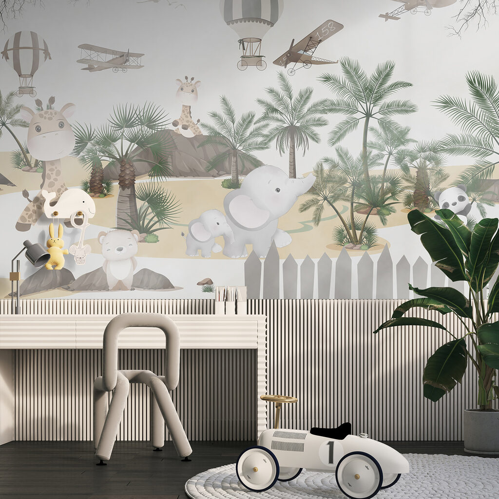Wall mural of animals and airplanes Wall mural of animals and airplanes
