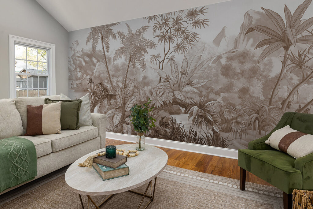 A drawing of a forest