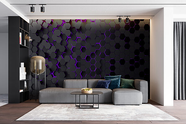 A black and purple hexagons A black and purple hexagons
