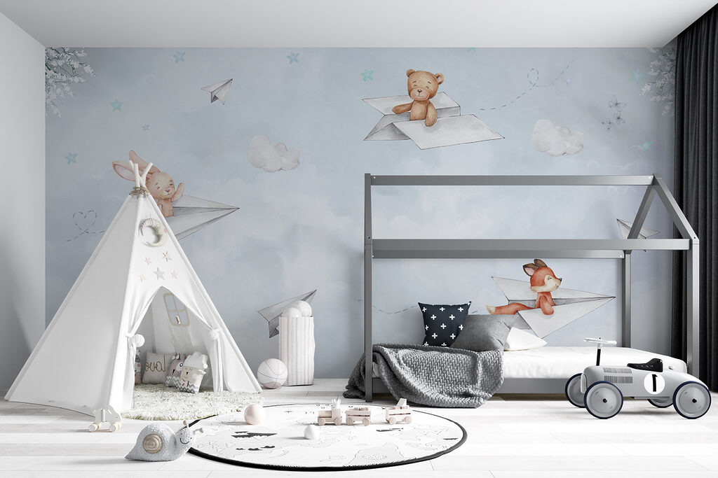 A paper planes and teddy bears