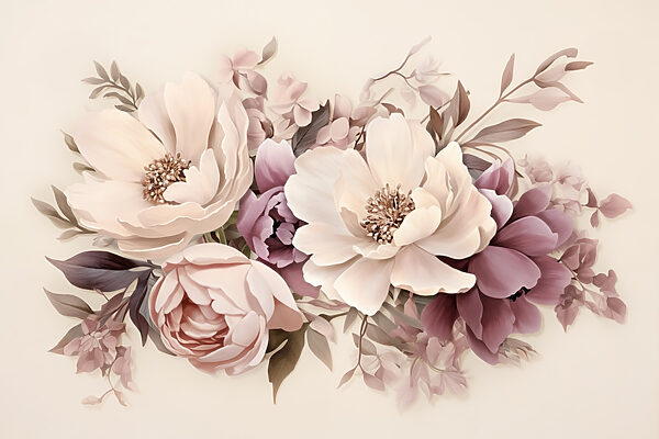 Group of flowers on a white background