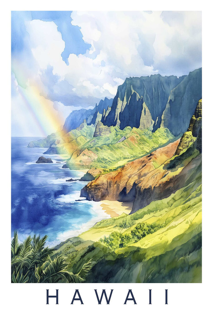 Rainbow over a rocky beach Rainbow over a rocky beach