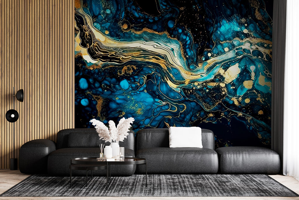 Azure currents embracing metallic hues