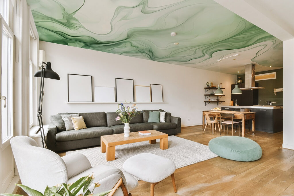 A green and white smoke