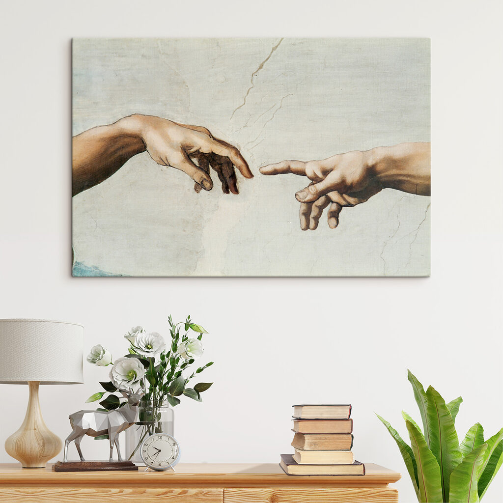 A painting of hands touching each other A painting of hands touching each other
