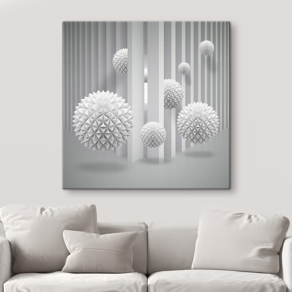 White balls in a room