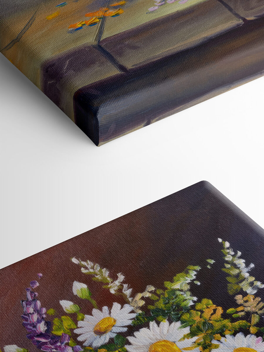 A painting of flowers in a vase A painting of flowers in a vase
