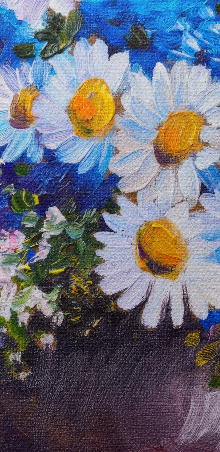 A painting of flowers in a vase A painting of flowers in a vase