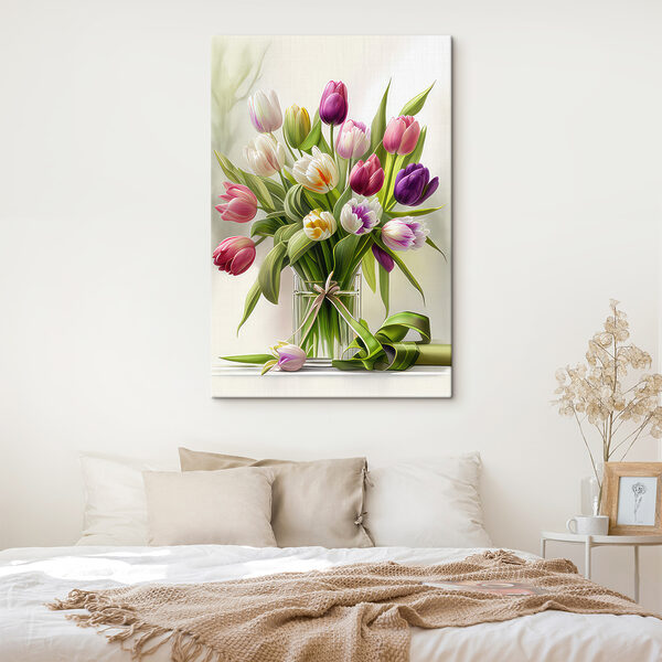 A bouquet of tulips in a glass vase A bouquet of tulips in a glass vase