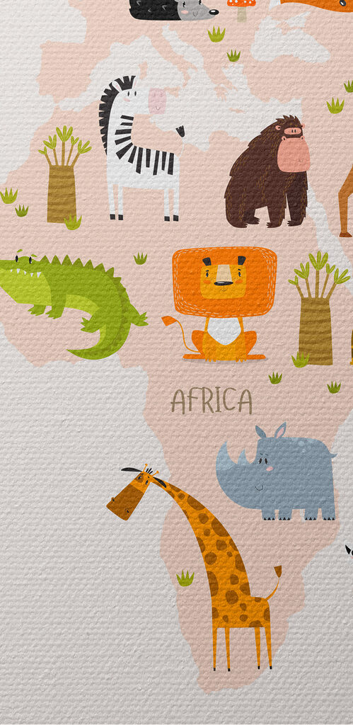A map of the world with animals