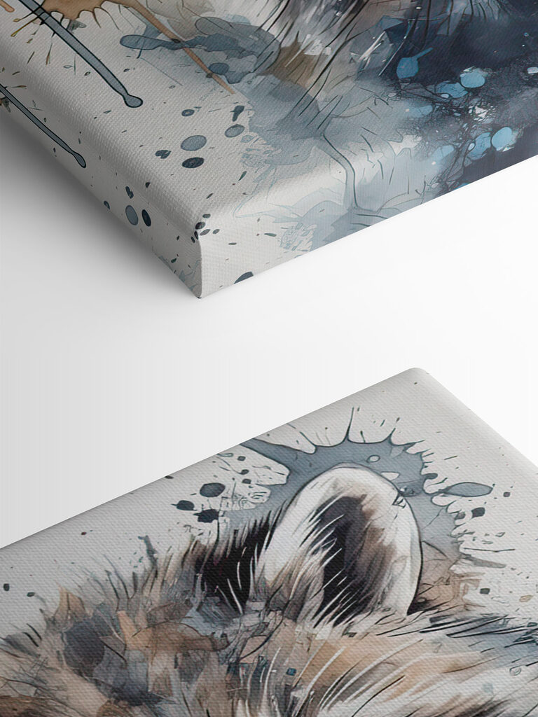 Raccoon with watercolor splashes