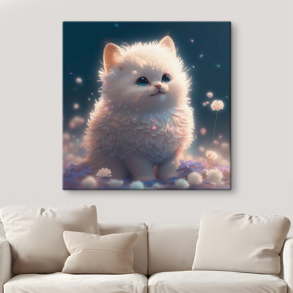 A white fluffy cat with blue eyes A white fluffy cat with blue eyes