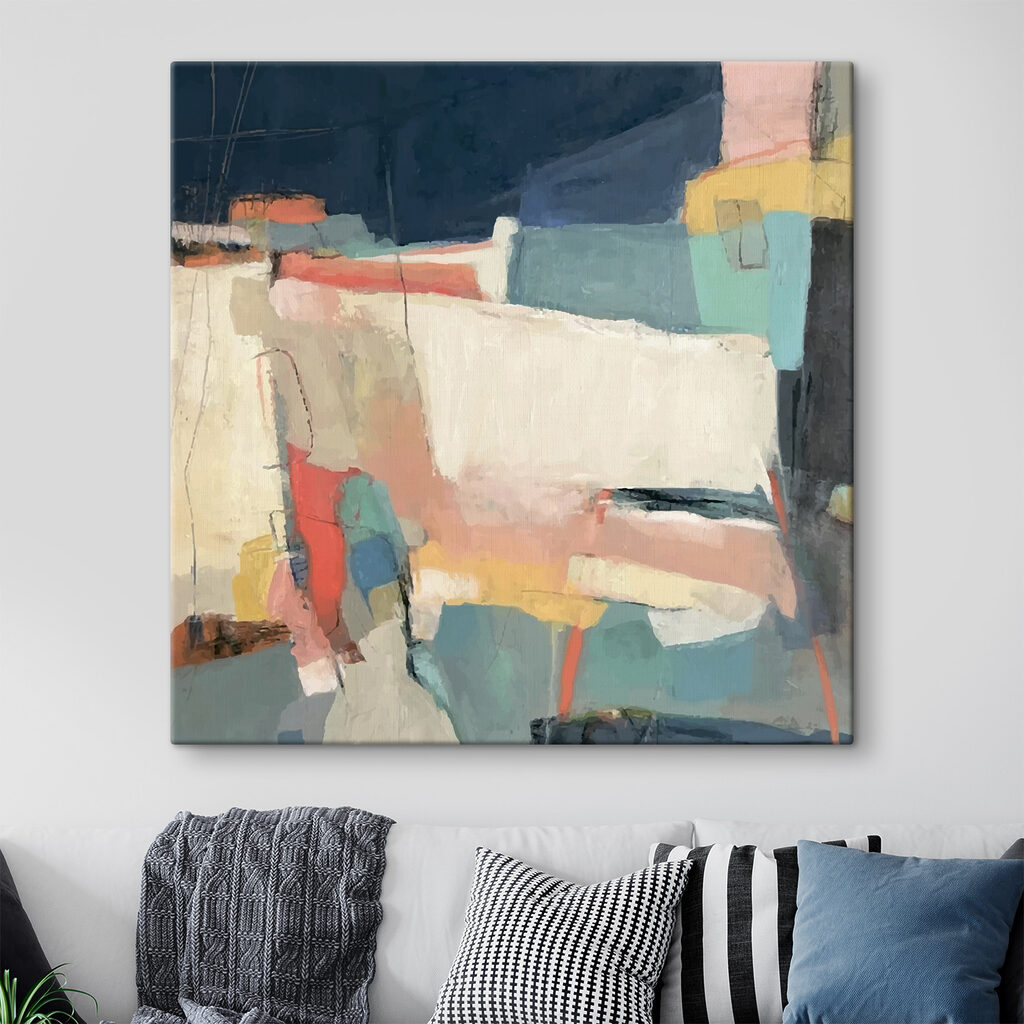 A painting of colorful shapes