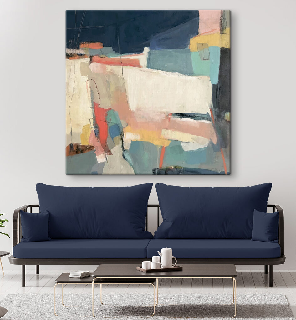 A painting of colorful shapes