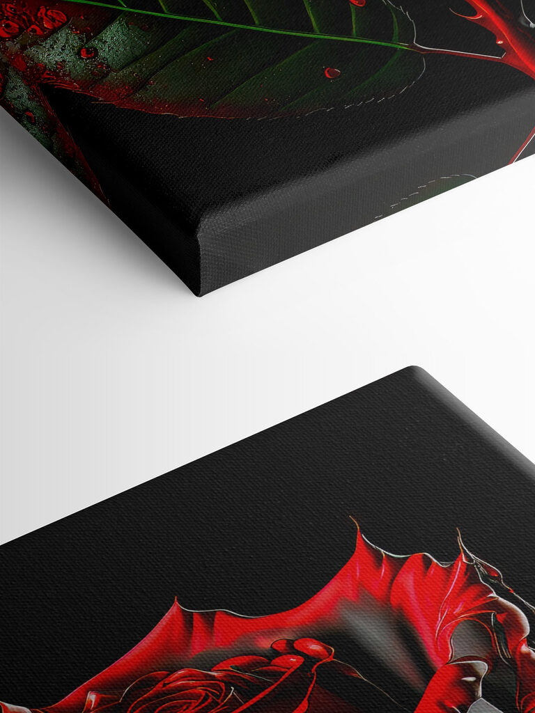 A red rose with green leaves and dripping red paint A red rose with green leaves and dripping red paint