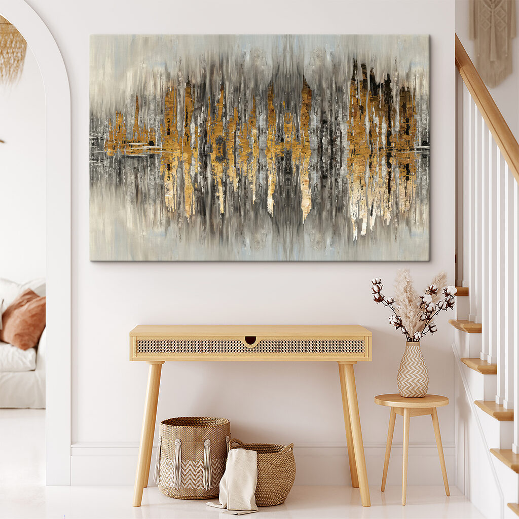 A close up of a painting