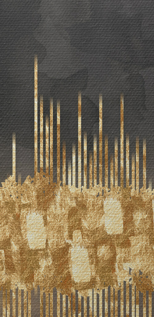 Cityscape abstracted in shimmering hues