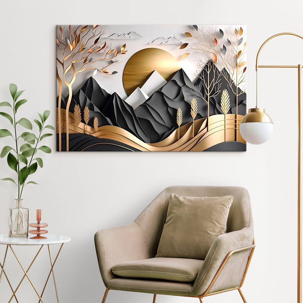 A paper cut out of a mountain landscape A paper cut out of a mountain landscape