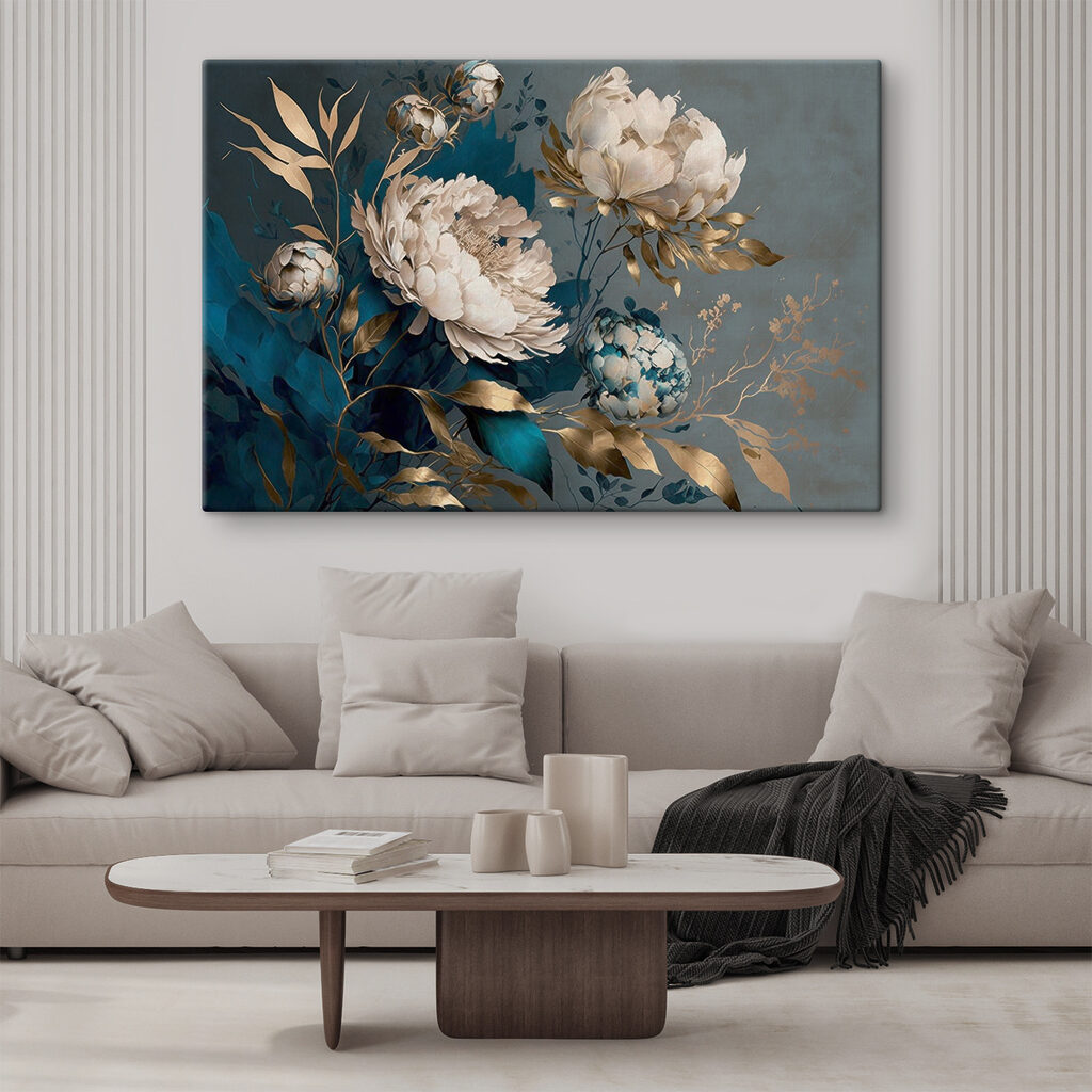 A painting of flowers and leaves A painting of flowers and leaves