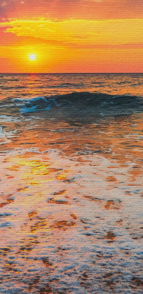 A sunset over a beach