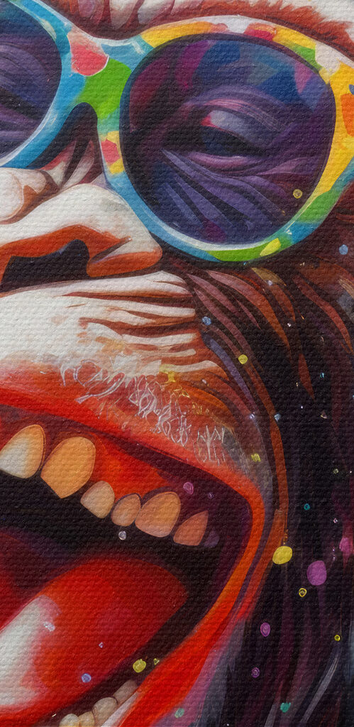 A monkey wearing headphones and sunglasses A monkey wearing headphones and sunglasses