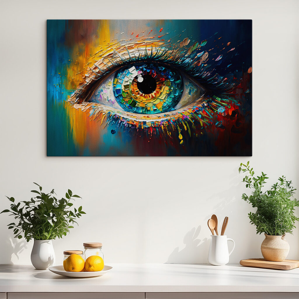 A colorful eye with many colors