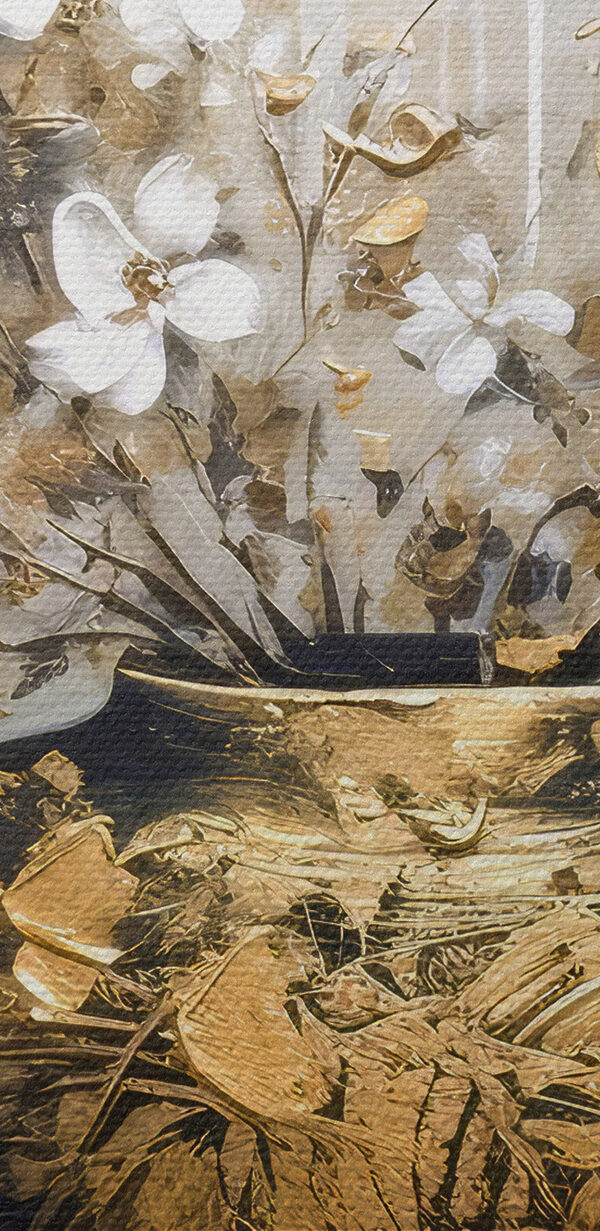 A painting of flowers in a vase A painting of flowers in a vase