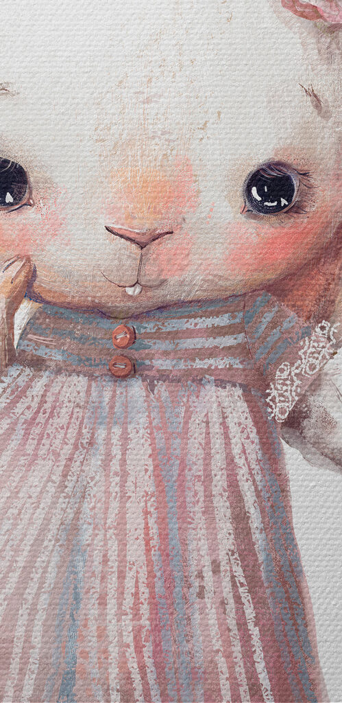 A cartoon of a bunny holding a cupcake A cartoon of a bunny holding a cupcake