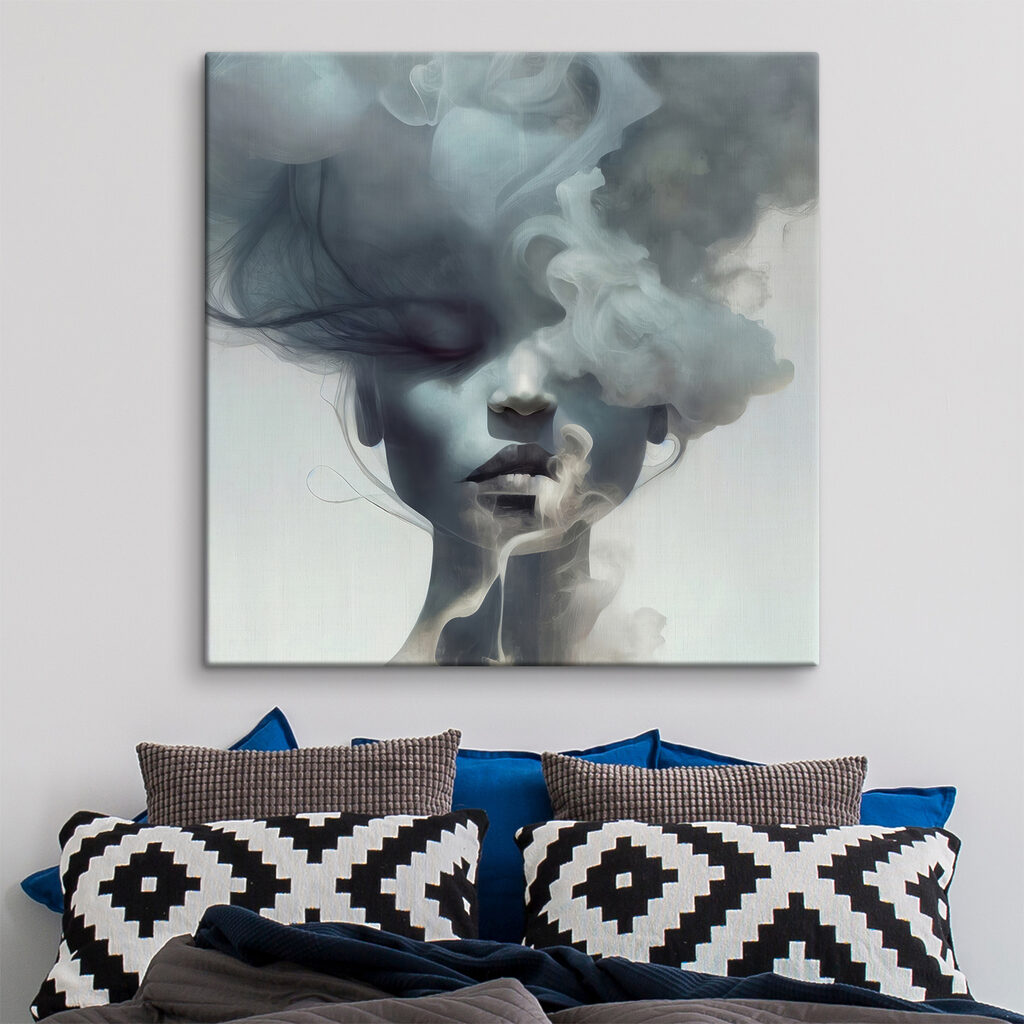 A woman with smoke in her hair