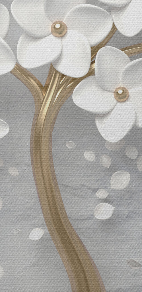 A tree with white flowers and leaves A tree with white flowers and leaves