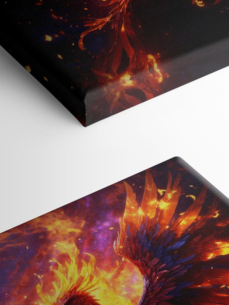 A bird with wings spread and flames in the background A bird with wings spread and flames in the background