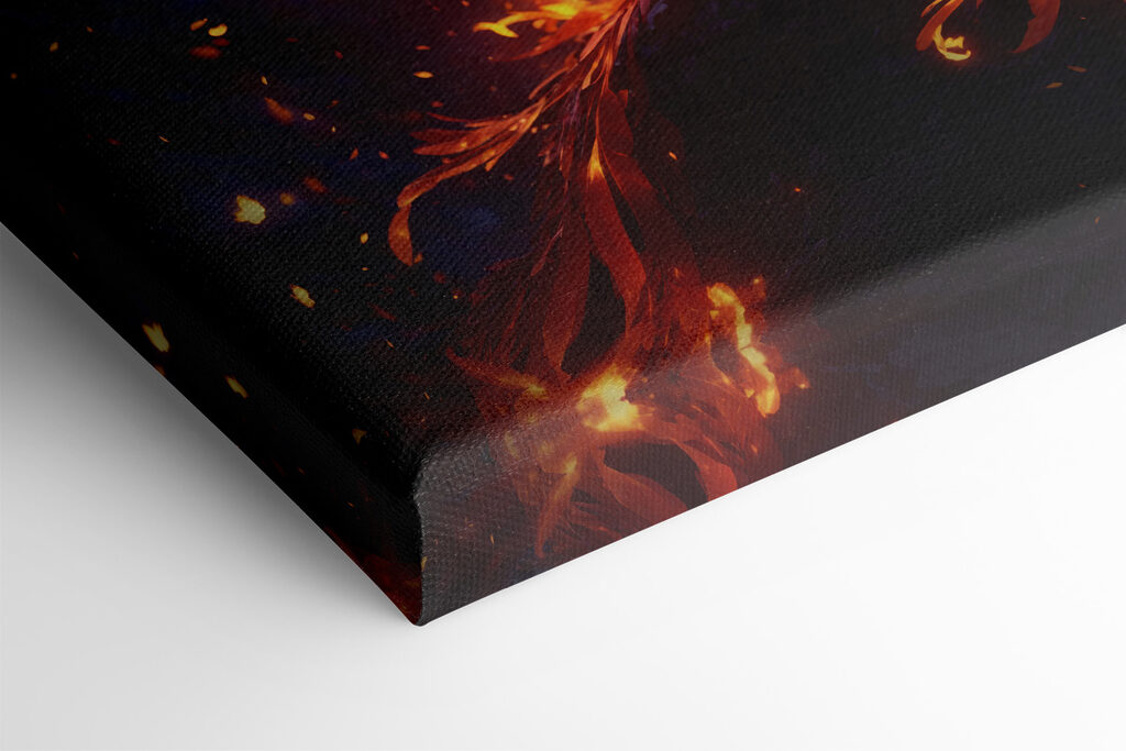 A bird with wings spread and flames in the background A bird with wings spread and flames in the background