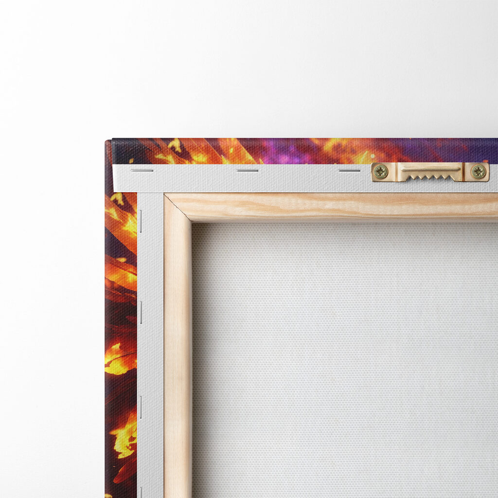 A bird with wings spread and flames in the background A bird with wings spread and flames in the background