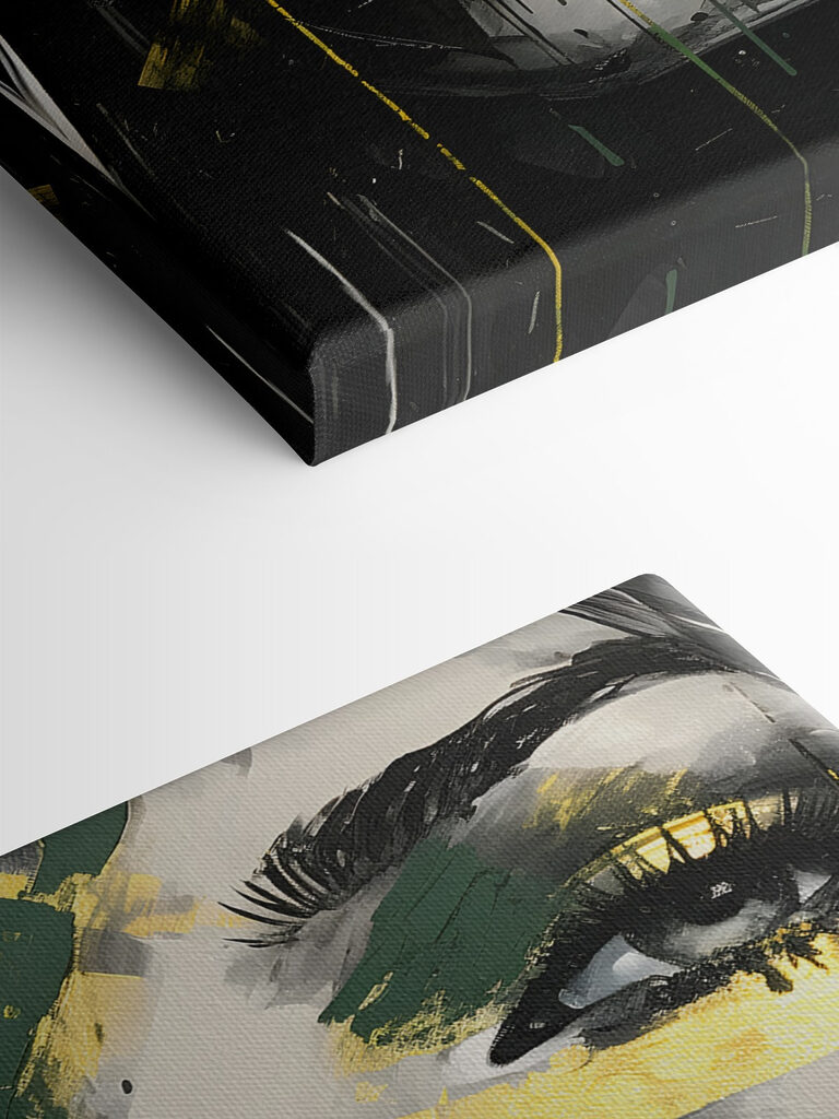 A painting of a woman's face A painting of a woman's face