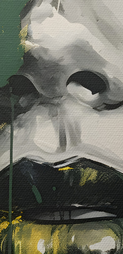 A painting of a woman's face A painting of a woman's face