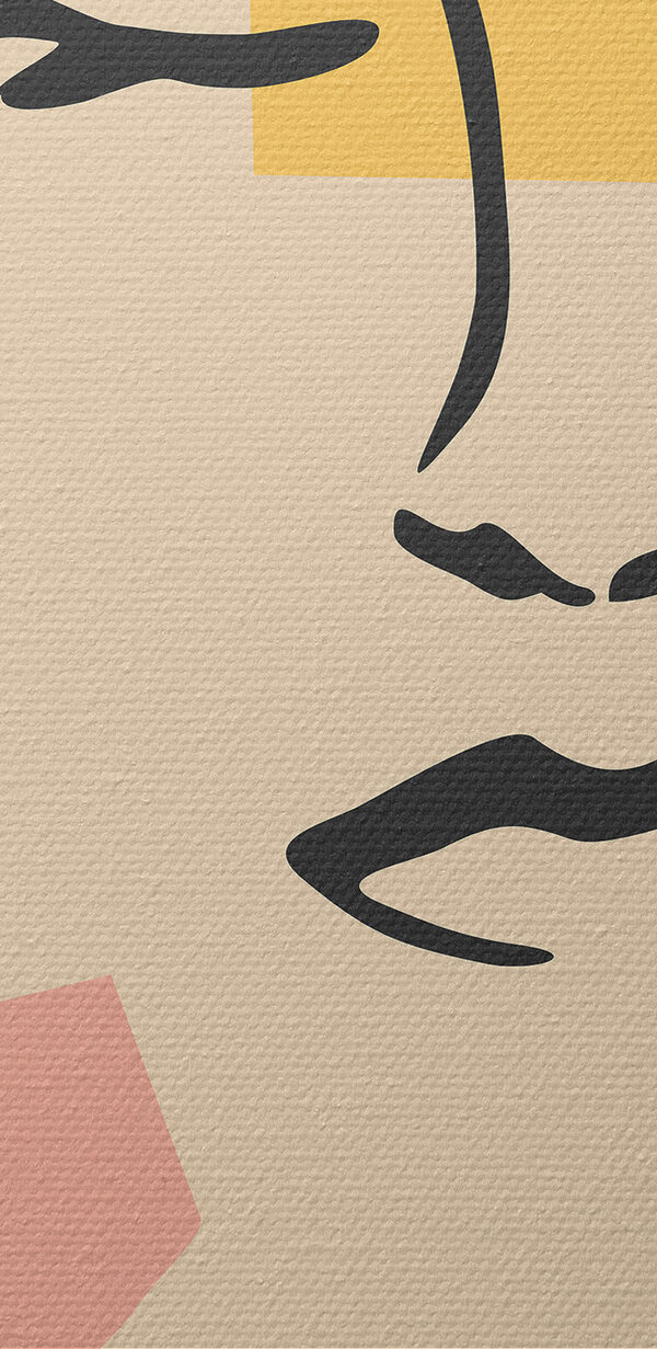 A drawing of a woman's face