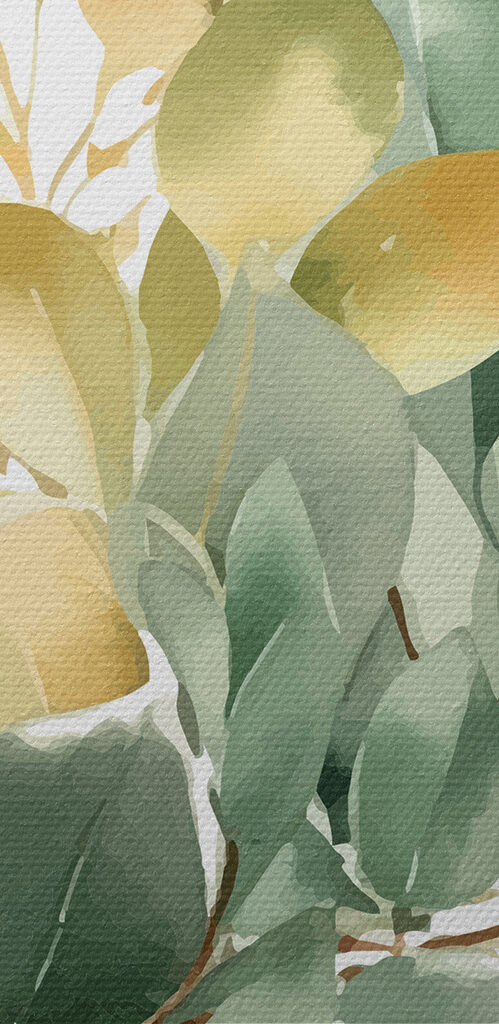 A watercolor painting of leaves A watercolor painting of leaves