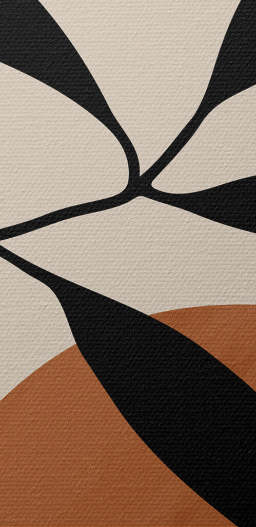 A black leaf on a branch with circles and circles