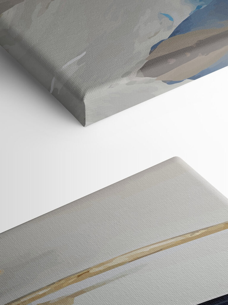 A close up of a painting